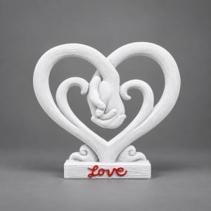 Statuetă Decorativă Două Mâini Împreunate în Inimă cu Mesaj Love - "Soveno"