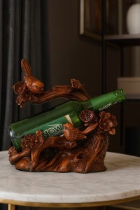 Suport de vin decorativ cu păsări și flori