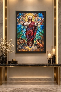 Tablou cu Iisus Hristos cu Pietricele 70x50cm - Black - Img 2