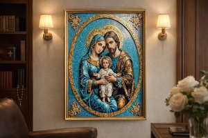 Tablou Sfanta Familie cu Pietricele 64x44cm