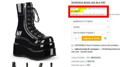 Calzature Pleaser o Demonia sconti e aumenti