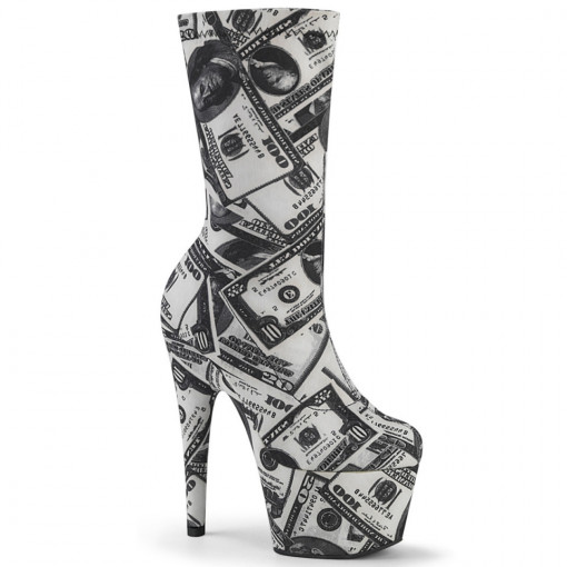 Pleaser ADORE-1002DP Wht-Blk Str. Fabric /Wht-Blk Fabric