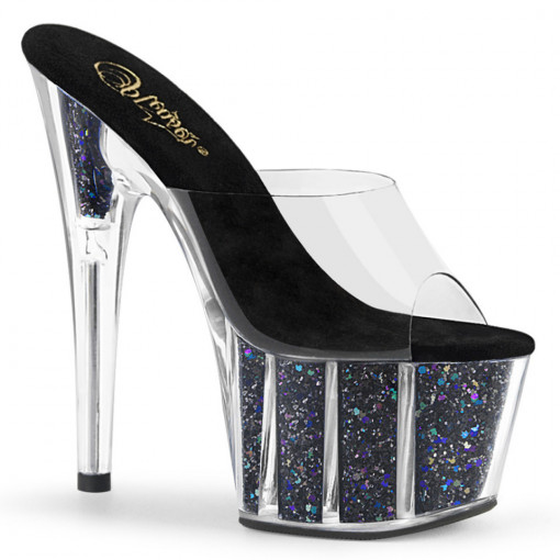 Pleaser ADORE-701CG Clr/Blk Confetti Glitter
