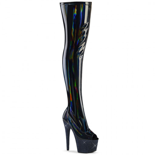 Pleaser BEJEWELED-3011-7 Blk Str Holo Pat/Midnight Blk RS