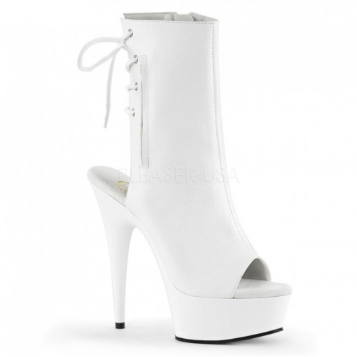 Pleaser DELIGHT-1018 Wht Faux Leather/Wht