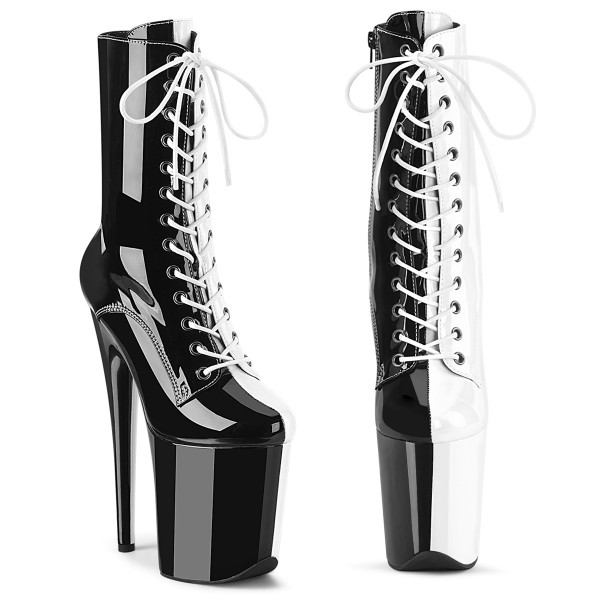 Pleaser FLAMINGO-1040TT Blk-Wht Pat/Blk-Wht