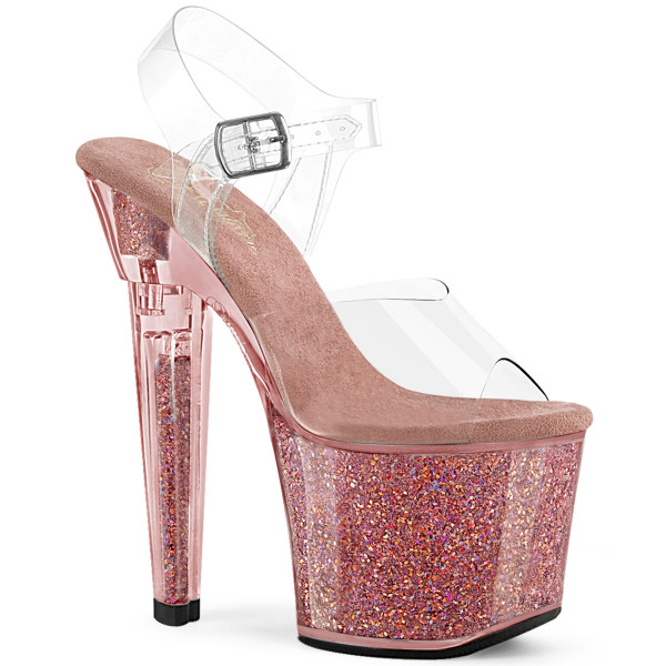 Pleaser LOVESICK-708SG Clr/Pink Multi Iridescent Glitters