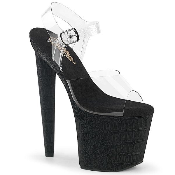 Pleaser RAZZLE-808WR Clr/Blk Reptile Print