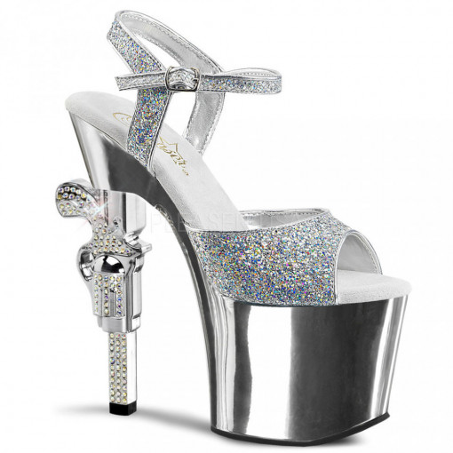Pleaser REVOLVER-709G Slv Multi Gltr/Slv Chrome