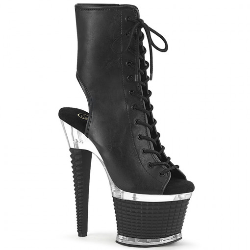 Pleaser SPECTATOR-1016 Blk Faux Leather/Clr-Blk Matte