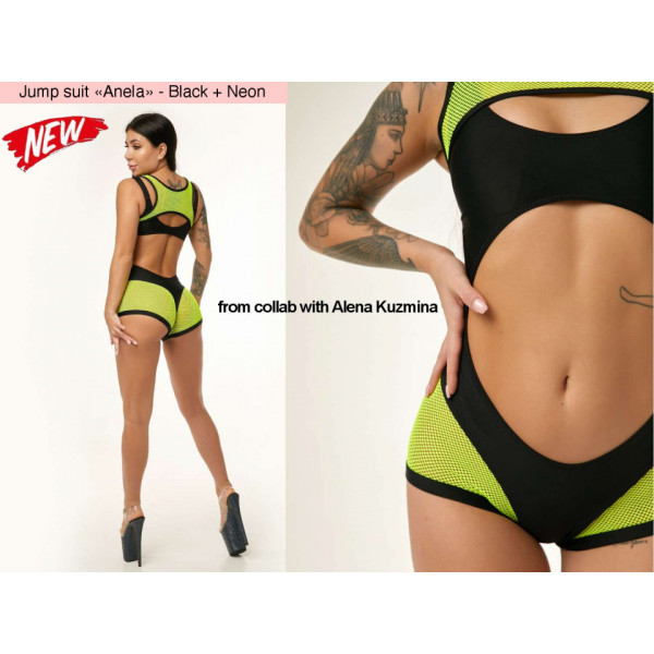Polerina Wear - JUMP Suite exclusive model Black e Yellow neon