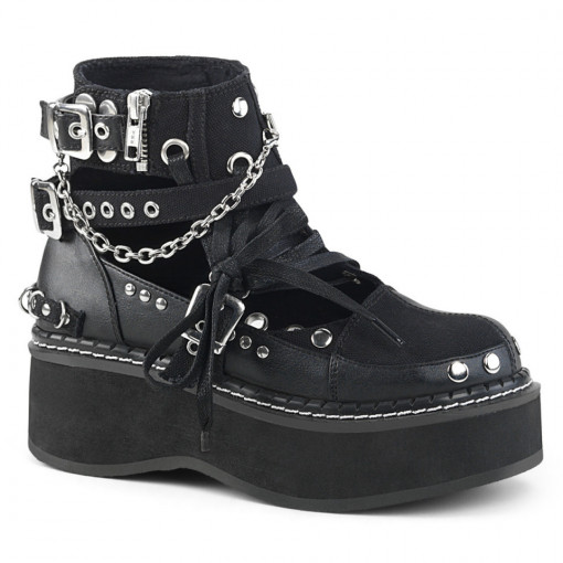 Demonia EMILY-317 Blk Canvas-Vegan Leather