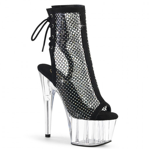 Pleaser ADORE-1018RM Blk Faux Suede-RS Mesh/Clr