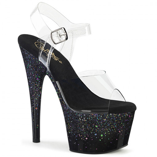 Pleaser ADORE-708SS Clr/Blk Multi Glitter
