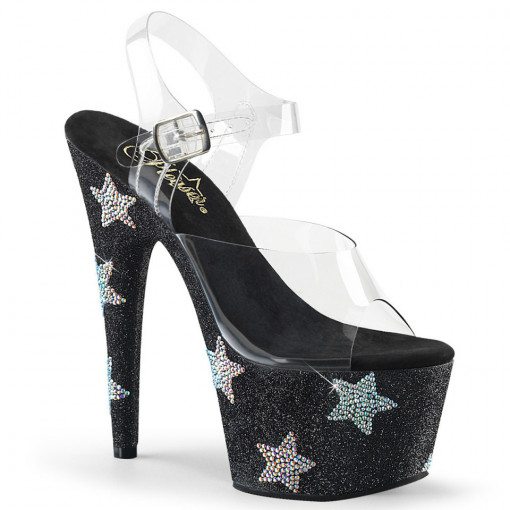 Pleaser ADORE-708STAR Clr/Blk Glitter-ABRS
