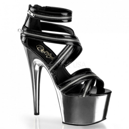 Pleaser ADORE-767 Blk/Pewter Chrome
