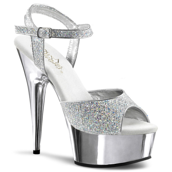 Pleaser DELIGHT-609G Slv Multi Gltr/Slv Chrome
