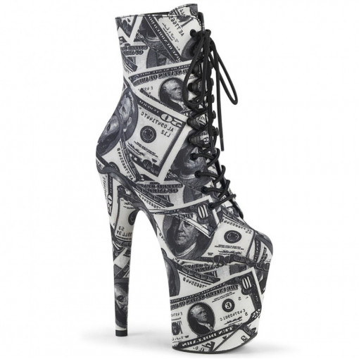 Pleaser FLAMINGO-1020DP Wht-Blk Fabric/Wht-Blk Fabric