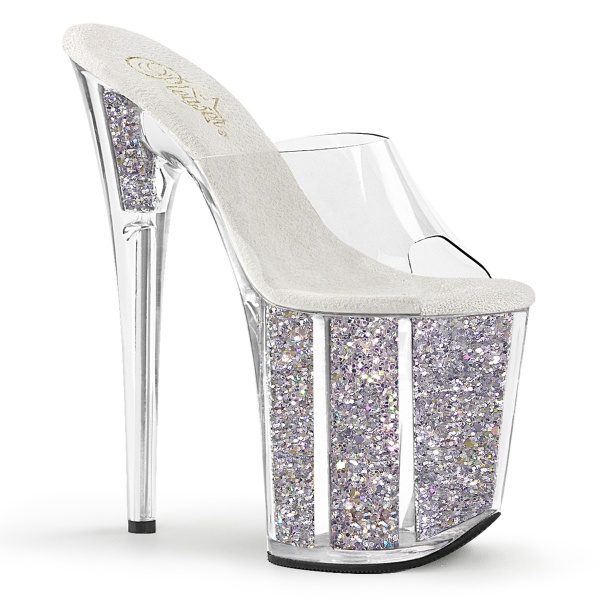 Pleaser FLAMINGO-801G Clr/Slv Multi Glitter
