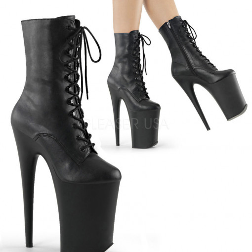 Pleaser INFINITY-1020 Blk Faux Leather/Blk Matte