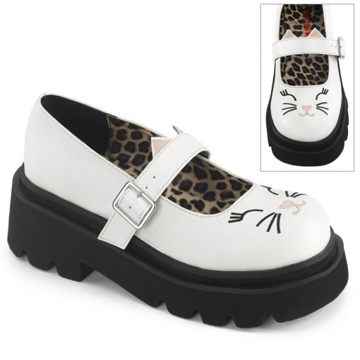 Demonia RENEGADE-56 Wht Vegan Leather