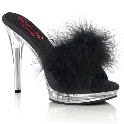 Fabulicious GLORY-501F-8 Blk Faux Leather-Fur/Clr