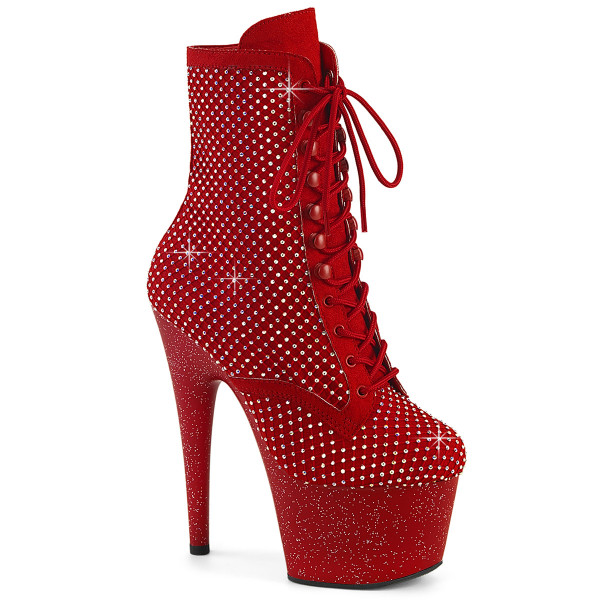 Pleaser ADORE-1020RM Red Faux Suede-RS Mesh/Red Matte