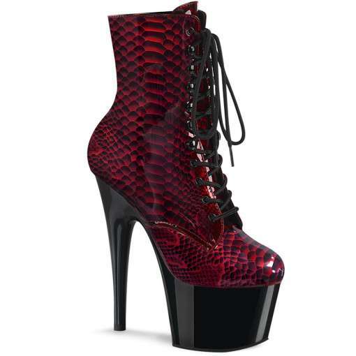 Pleaser ADORE-1020SP Red Snake Print Pat/Blk