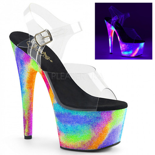 Pleaser ADORE-708GXY Clr/Neon Galaxy Glitter