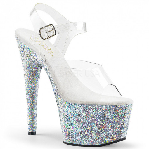 Pleaser ADORE-708LG Clr/Slv Multi Glitter