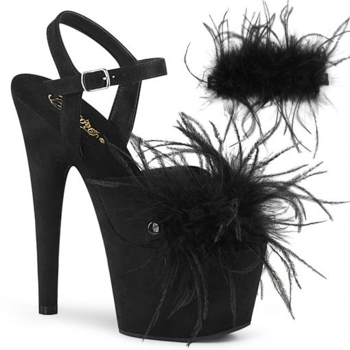 Pleaser ADORE-709F Blk Faux Suede-Feather/Blk Faux Suede