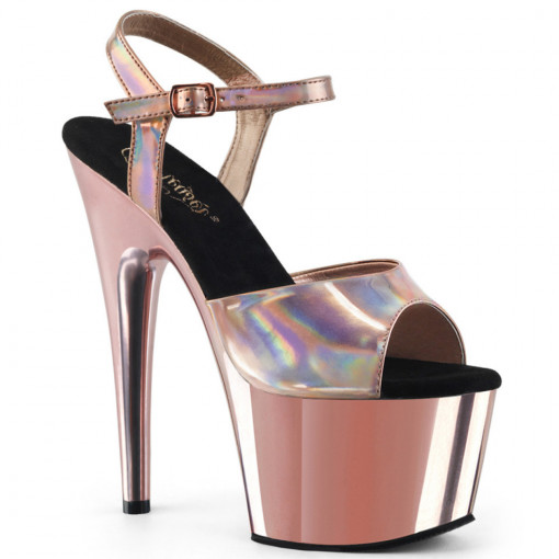 Pleaser ADORE-709HGCH Rose Gold Hologram/Rose Gold Chrome