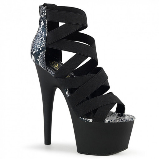 Pleaser ADORE-748SP Blk Elastic Band-Snake Print Pat/Blk Matte