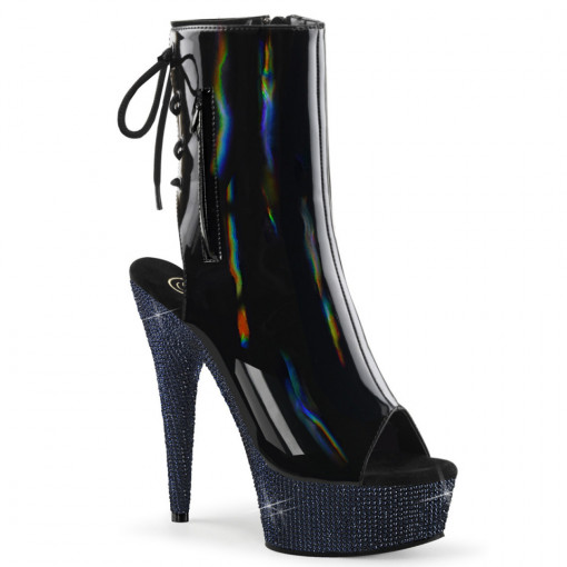 Pleaser BEJEWELED-1018DM-6 Blk Holo Pat/Midnight Blk RS