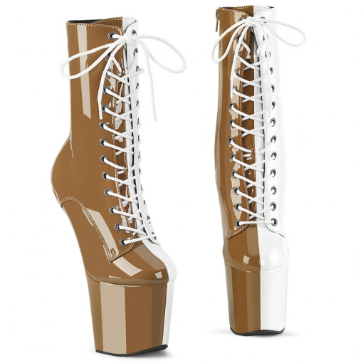 Pleaser CRAZE-1040TT Taupe-Wht Pat/Taupe-Wht
