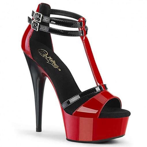 Pleaser DELIGHT-663 Red-Blk Pat/Red-Blk