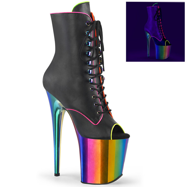 Pleaser FLAMINGO-1021RC-02 Blk Pat/Rainbow Chrome
