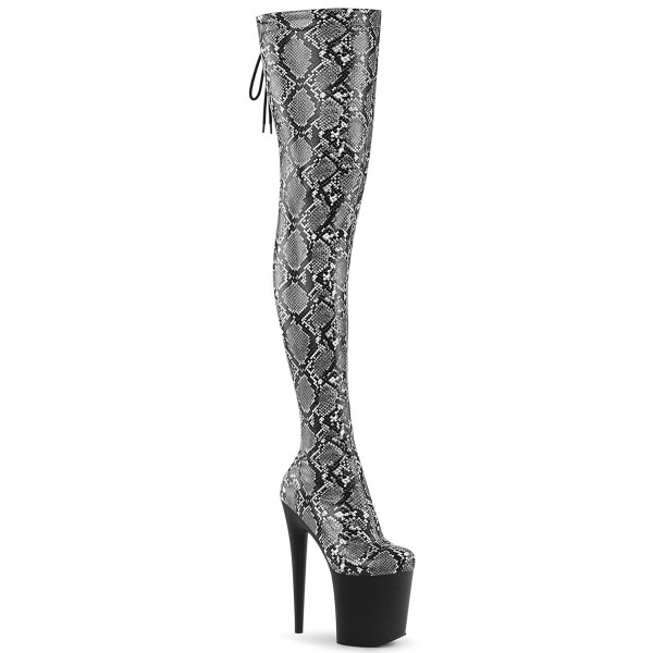 Pleaser FLAMINGO-3008SP-BT Grey-Blk Snake Print/Blk Matte