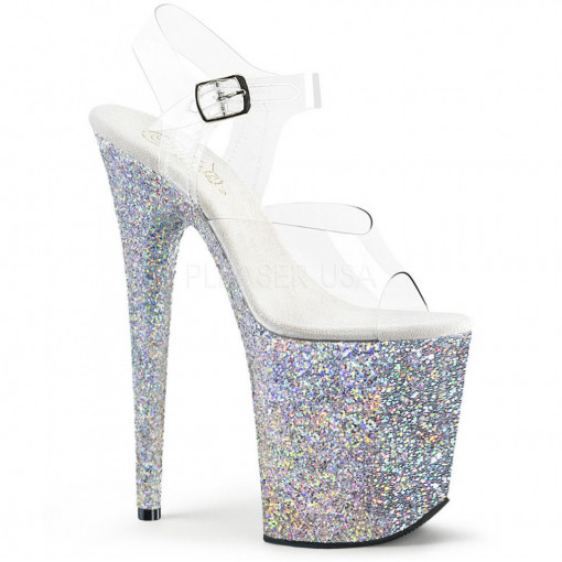 Pleaser FLAMINGO-808LG Clr/Slv Multi Glitter
