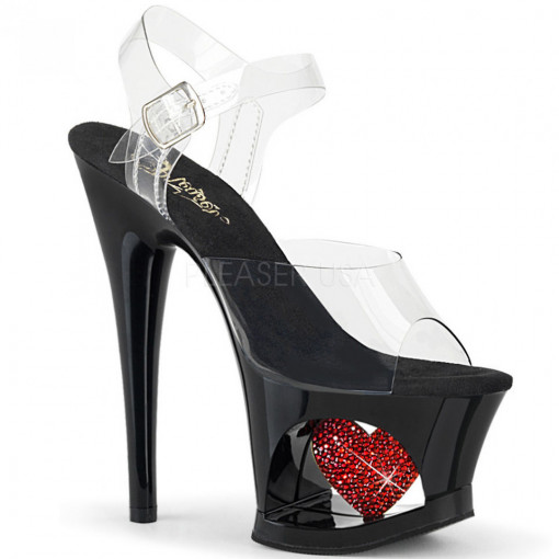 Pleaser MOON-708HRS Clr/Blk-Red
