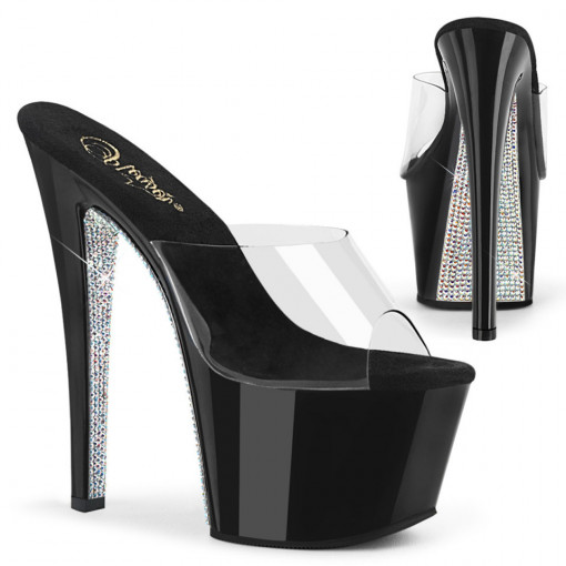 Pleaser SKY-301CRS Clr/Blk-Slv AB Rhinestone