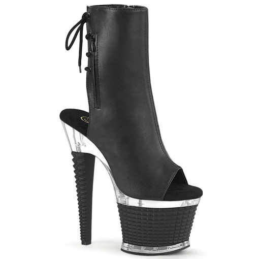 Pleaser SPECTATOR-1018 Blk Faux Leather/Clr-Blk Ma