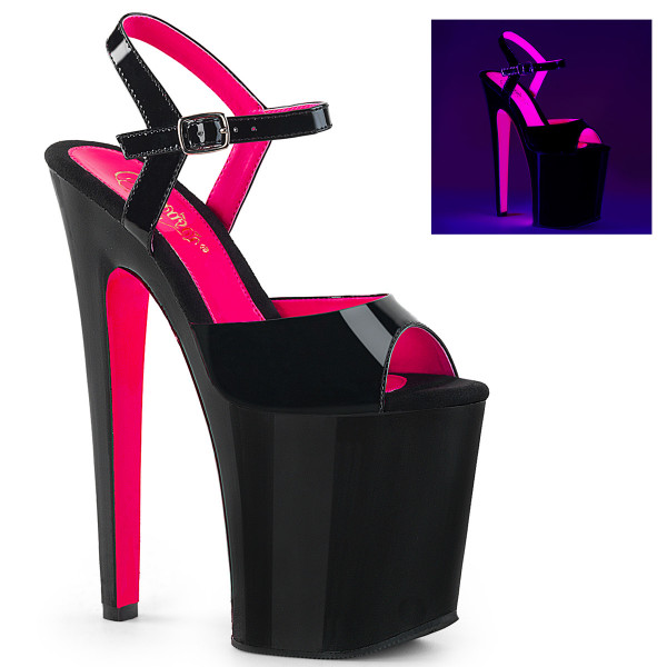 Pleaser XTREME-809TT Blk Pat-Neon H. Pink/Blk