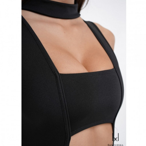 body da donna nero pole dance con giarrettiera