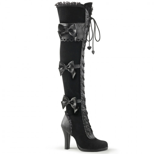Demonia Cult GLAM-300 Blk Vegan Leather-Velvet
