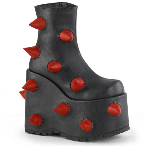 Demonia Cult SLAY-77 Blk-Red Vegan Leather