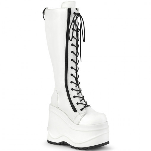 Demonia WAVE-200 Wht Vegan Leather