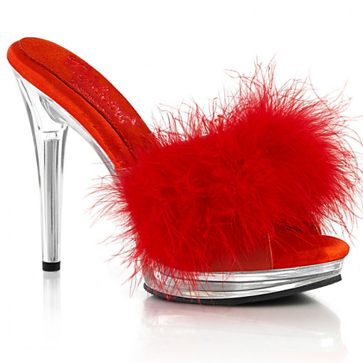 Fabulicious GLORY-501F-8 Red Faux Leather-Fur/Clr