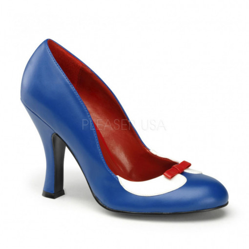 Pin Up Couture SMITTEN-05 Navy Blue-Wht Pu