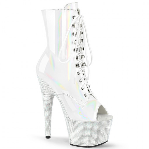 Pleaser BEJEWELED-1021-7 Wht Holo Pat/Wht RS